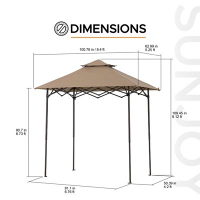 Image showing  8 x 5ft. Grill Gazebo Double Tiered Outdoor Gazebo Standing-Height Canopy with Magnetic LED Light, Brown/Gray/Red