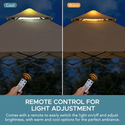 Image showing 5 th Sunjoy 8 x 5ft. Grill Gazebo Double Tiered Outdoor Gazebo Standing-Height Canopy with Magnetic LED Light, Brown/Gray/Red