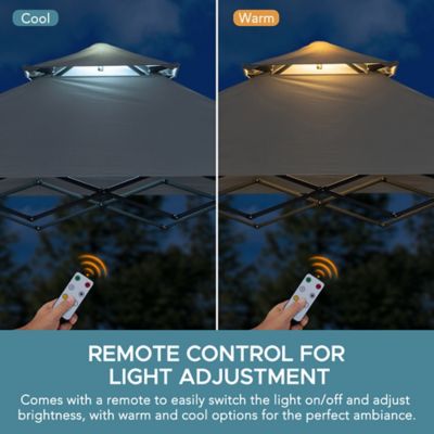 Image showing 6 th Sunjoy 8 x 5ft. Grill Gazebo Double Tiered Outdoor Gazebo Standing-Height Canopy with Magnetic LED Light, Brown/Gray/Red