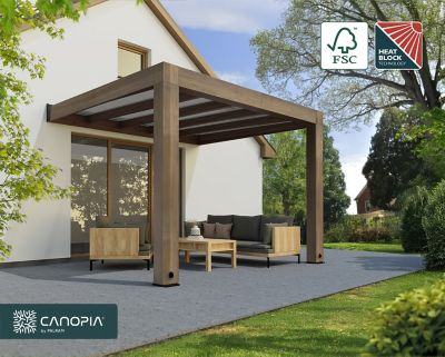 Image showing  Helsinki 10 x 11ft. Patio Cover, Brown/Light Gray