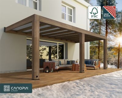 Image showing 2 th Canopia by Palram Helsinki 10 x 22ft. Patio Cover, Brown/Light Gray