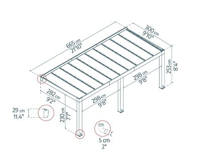 Image showing 4 th Canopia by Palram Helsinki 10 x 22ft. Patio Cover, Brown/Light Gray
