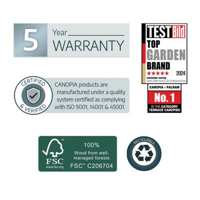 Image showing 9 th Canopia by Palram Helsinki 10 x 22ft. Patio Cover, Brown/Light Gray