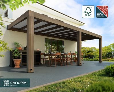 Image showing  Helsinki 10 ft. x 24 ft. Patio Cover, Brown/Light Gray