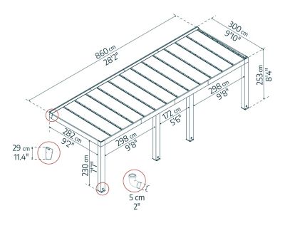 Image showing  Helsinki 10 ft. x 28 ft. Patio Cover, Brown/Light Gray
