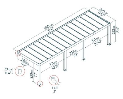 Image showing  Helsinki 10 ft. x 33 ft. Patio Cover, Brown/Light Gray