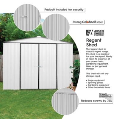 Image showing  10 x 12ft. Regent Metal Garden Storage Shed, Surfmist/Monument