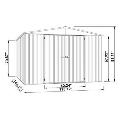 Image showing  10 x 12ft. Regent Metal Garden Storage Shed, Surfmist/Monument