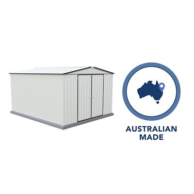 Image showing 8 th ABSCO 10 x 12ft. Regent Metal Garden Storage Shed, Surfmist/Monument