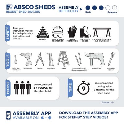 Image showing 9 th ABSCO 10 x 12ft. Regent Metal Garden Storage Shed, Surfmist/Monument