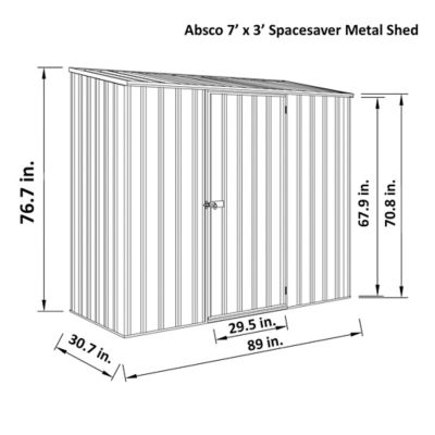 Image showing 4 th ABSCO 7 x 3ft. Space Saver Metal Storage Shed, Pale Eucalypt