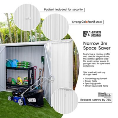Image showing  10 x 2.5ft. Outdoor Space-Saver Metal Garden Shed, Surfmist, 163 cu. ft.