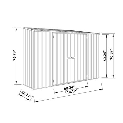 Image showing  10 x 2.5ft. Outdoor Space-Saver Metal Garden Shed, Surfmist, 163 cu. ft.