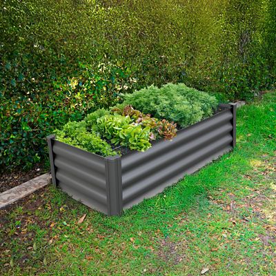 Image showing  The Organic Garden Co Hakea Metal Rectangle Garden Bed, 4 x 2ft., Woodland Gray
