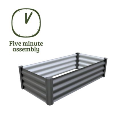 Image showing  The Organic Garden Co Hakea Metal Rectangle Garden Bed, 4 x 2ft., Woodland Gray