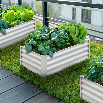 Image showing  The Organic Garden Co Hakea Metal Rectangle Garden Bed, 4 x 2ft., Surfmist