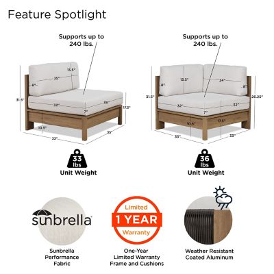 Image showing  Stratton Armless Outdoor Chair with Sunbrella Cushions