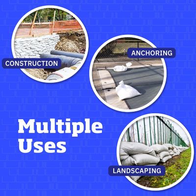 Image showing 6 th DuraSack Sand Bags with Tie Strings, Heavy Duty, 15 in. x 27 in., White, 25-Pack