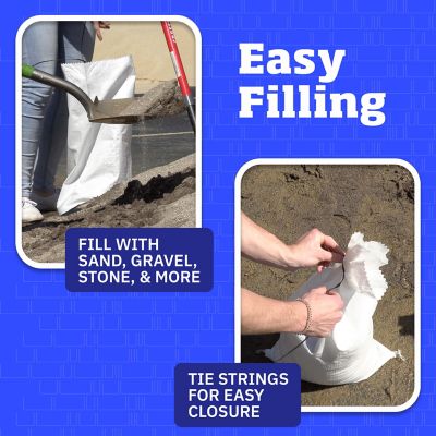 Image showing 8 th DuraSack Sand Bags with Tie Strings, Heavy Duty, 15 in. x 27 in., White, 25-Pack