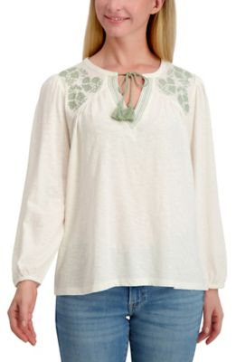 Lucky Brand Women's Short Sleeve V Notch Neck Shirt