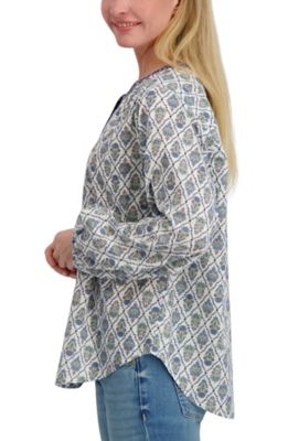 Image showing  Women's Collarless Ruffle Button Down