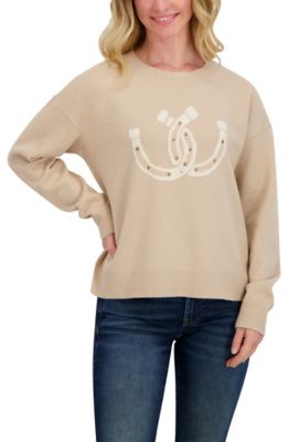 Lucky Brand Women's Long Sleeve Horseshoe Crew Sweatshirt