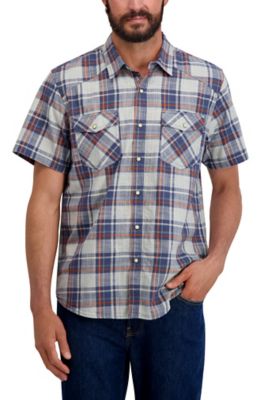Lucky Brand Men's Short Sleeve Western Plaid Shirt