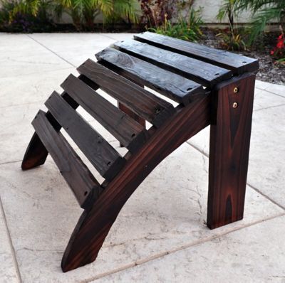 Image showing  Outdoor Rustic Wood Ottoman