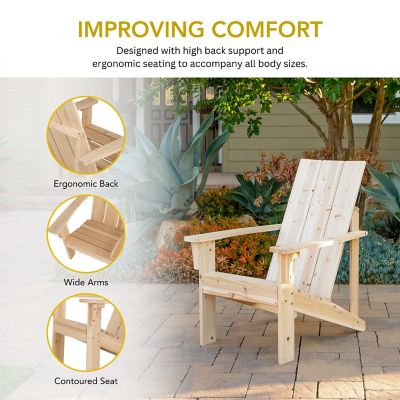 Image showing  Wide Slatted Natural Wood Adirondack Chair