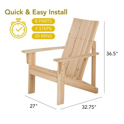 Image showing  Wide Slatted Natural Wood Adirondack Chair
