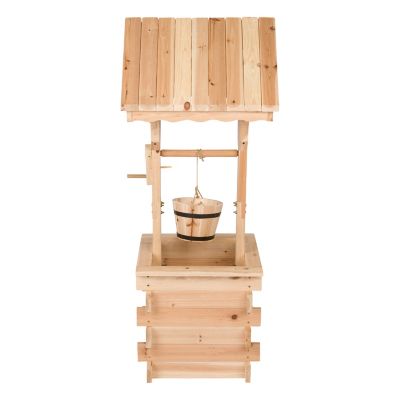 Image showing  48 in. Decorative Cedar Wood Wishing Well Planter with Hanging Planter Bucket