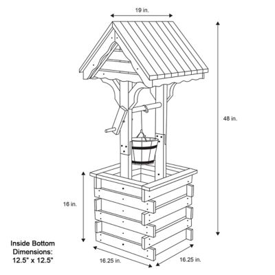 Image showing  48 in. Decorative Cedar Wood Wishing Well Planter with Hanging Planter Bucket