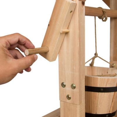 Image showing  48 in. Decorative Cedar Wood Wishing Well Planter with Hanging Planter Bucket