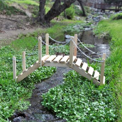 Image showing  3 ft. Decorative Natural Cedar Wood Garden Bridge
