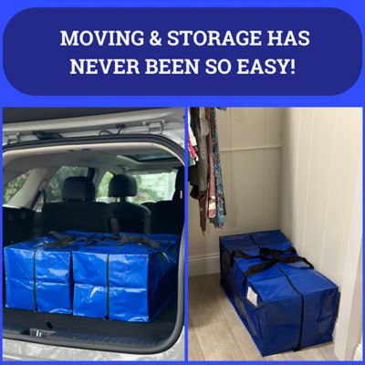 Image showing  Moving and Storage Bags, Heavy Duty, 29 in. L x 15 in. W x 13 in. H, Blue, 4 ct.