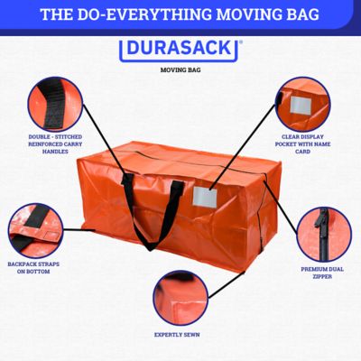 Image showing  Moving and Storage Bags, Heavy Duty, 29 in. L x 15 in. W x 13 in. H, Orange, 4 ct.