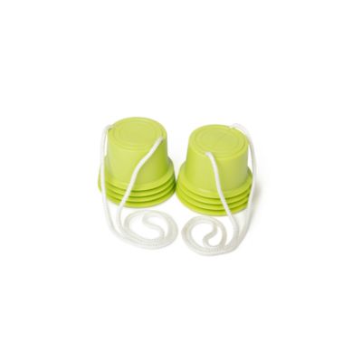 Image showing  Plastic Walking Stilts for Children 3 Years and Older, 4 in. x 3.5 in. x 3.5 in., Orange/Light Blue/Green, 3-Pairs