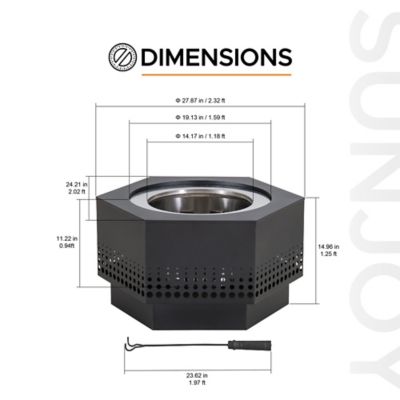 Image showing  Outdoor 24.21 in. Wood-Burning Stainless Steel Fire Pit, Hexagonal Perforated Design