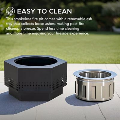 Image showing  Outdoor 24.21 in. Wood-Burning Stainless Steel Fire Pit, Hexagonal Perforated Design