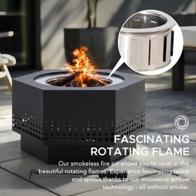 Image showing  Outdoor 24.21 in. Wood-Burning Stainless Steel Fire Pit, Hexagonal Perforated Design