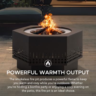 Image showing 7 th Sunjoy Outdoor 24.21 in. Wood-Burning Stainless Steel Fire Pit, Hexagonal Perforated Design