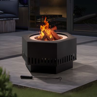 Image showing  Outdoor 24.21 in. Wood-Burning Stainless Steel Fire Pit, Vertical Slit Design