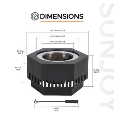 Image showing  Outdoor 24.21 in. Wood-Burning Stainless Steel Fire Pit, Vertical Slit Design