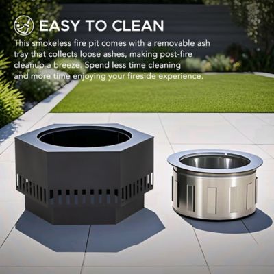 Image showing 5 th Sunjoy Outdoor 24.21 in. Wood-Burning Stainless Steel Fire Pit, Vertical Slit Design