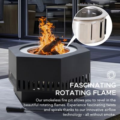 Image showing 6 th Sunjoy Outdoor 24.21 in. Wood-Burning Stainless Steel Fire Pit, Vertical Slit Design