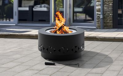 Image showing  Outdoor 27.87 in. Wood-Burning Stainless Steel Fire Pit, Circular Geometric Design
