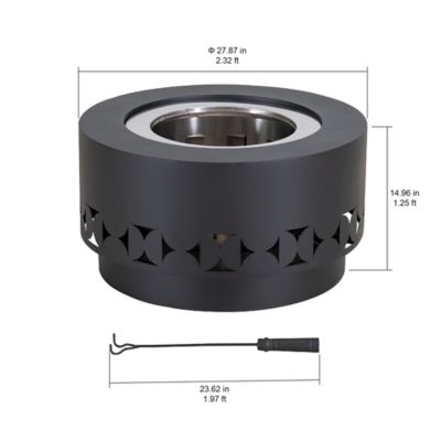 Image showing  Outdoor 27.87 in. Wood-Burning Stainless Steel Fire Pit, Circular Geometric Design