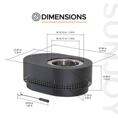 Image showing  Outdoor 27.87 in. Wood-Burning Stainless Steel Fire Pit, Oval Perforated Design