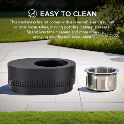 Image showing  Outdoor 27.87 in. Wood-Burning Stainless Steel Fire Pit, Oval Perforated Design