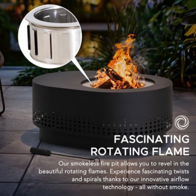 Image showing  Outdoor 27.87 in. Wood-Burning Stainless Steel Fire Pit, Oval Perforated Design